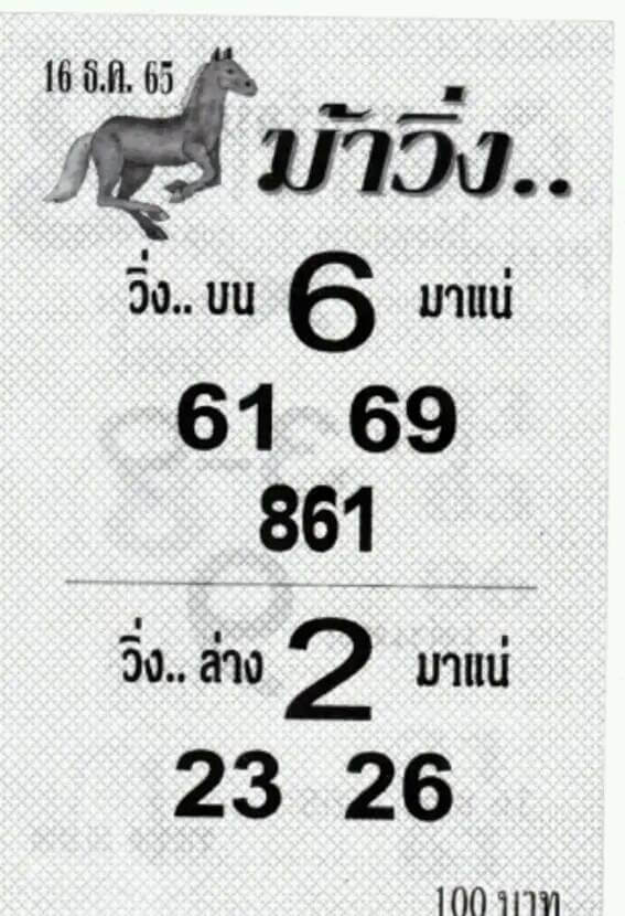 หวย 24 หวยม้าวิ่ง 16/12/65